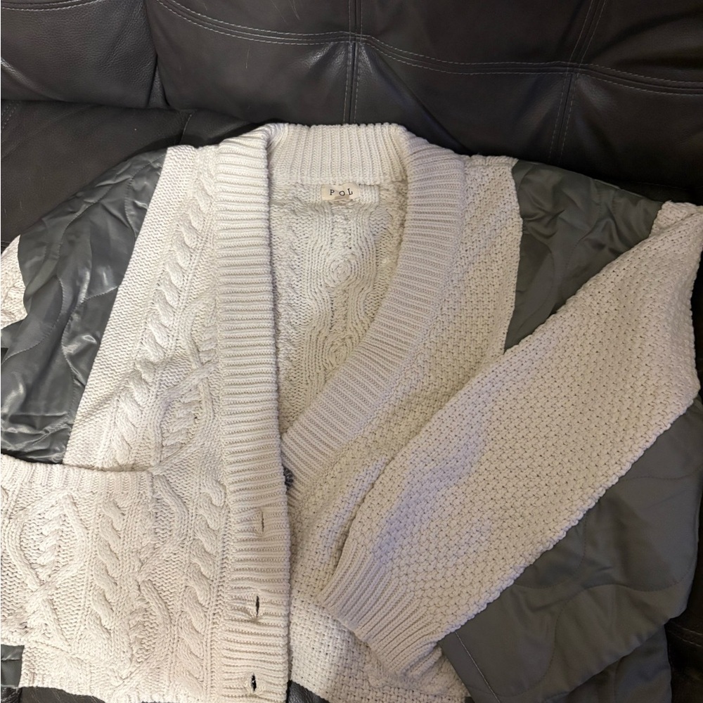 POL Cream Cable Knit Cardigan